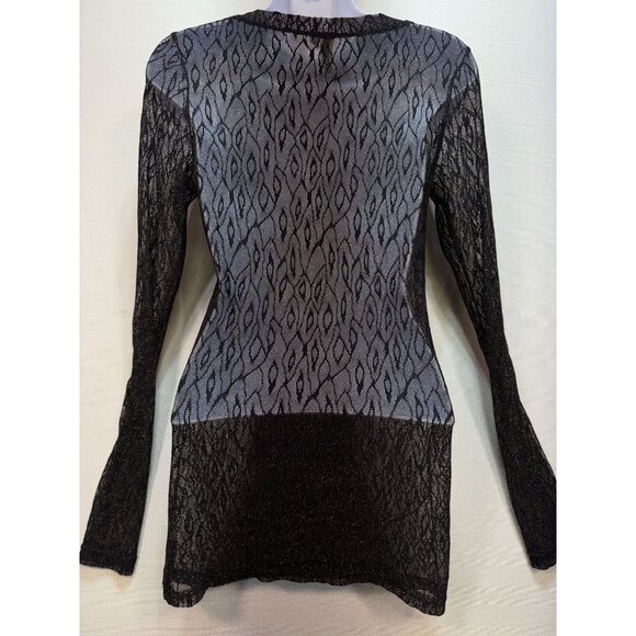 BKE Womens Tunic Cover Up Y2K Top Size M Black Sheer Lace Long Sleeve Whimsigoth - Picture 7 of 11